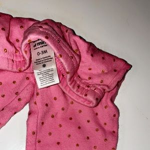 0-3 months// pink & glittery gold leggings